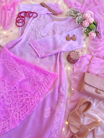 Blush Pink Nazakat Chikan Noor Set