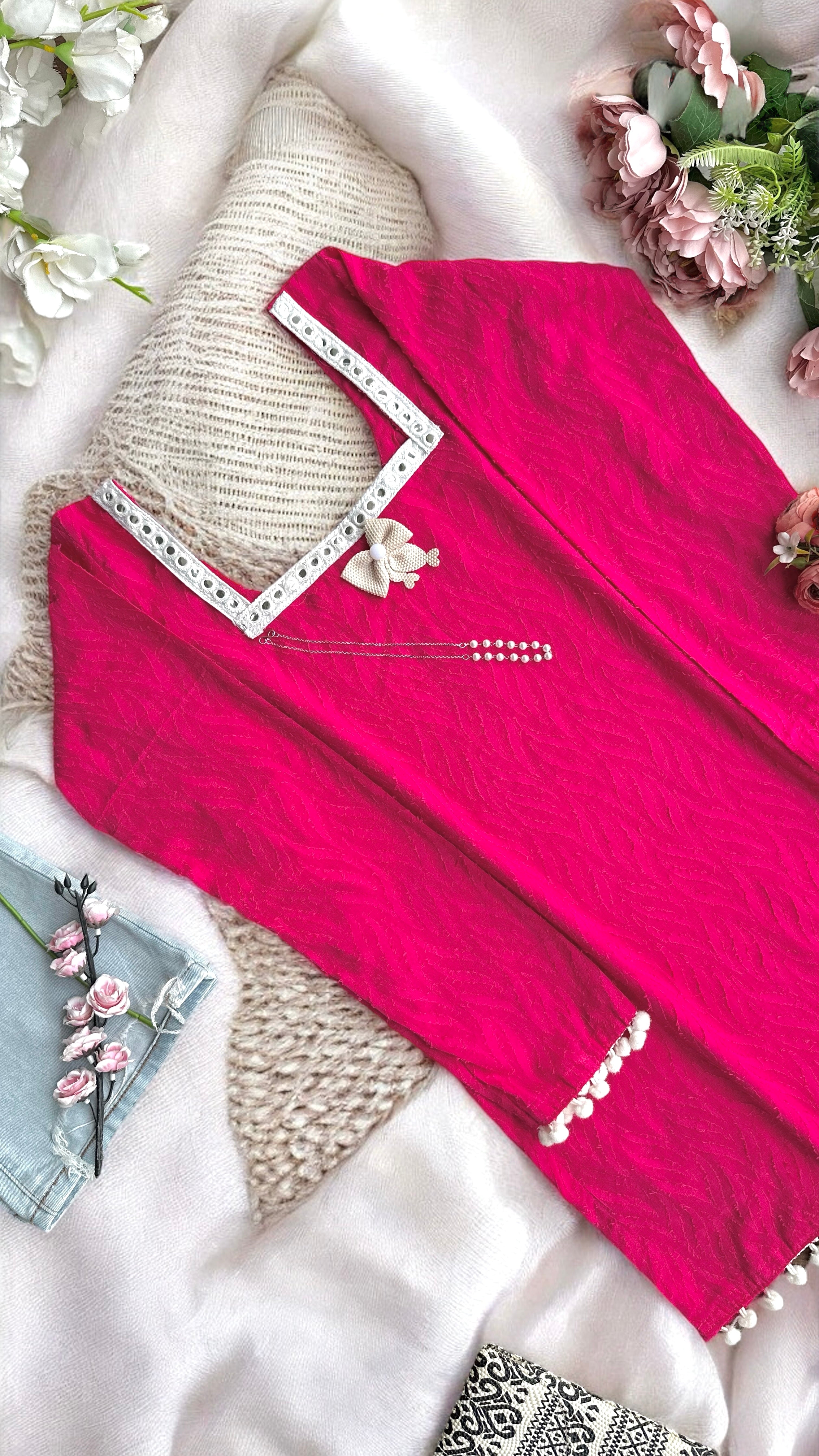 Fuchsia Glow Mirror Kurta