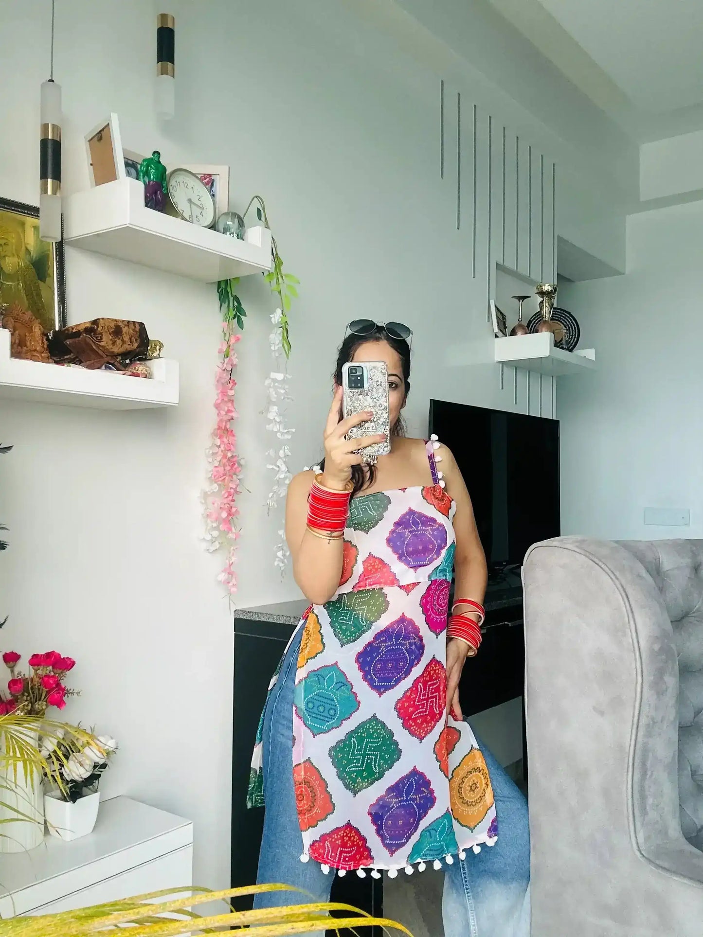Vibrant Bandhani Back Tie Top