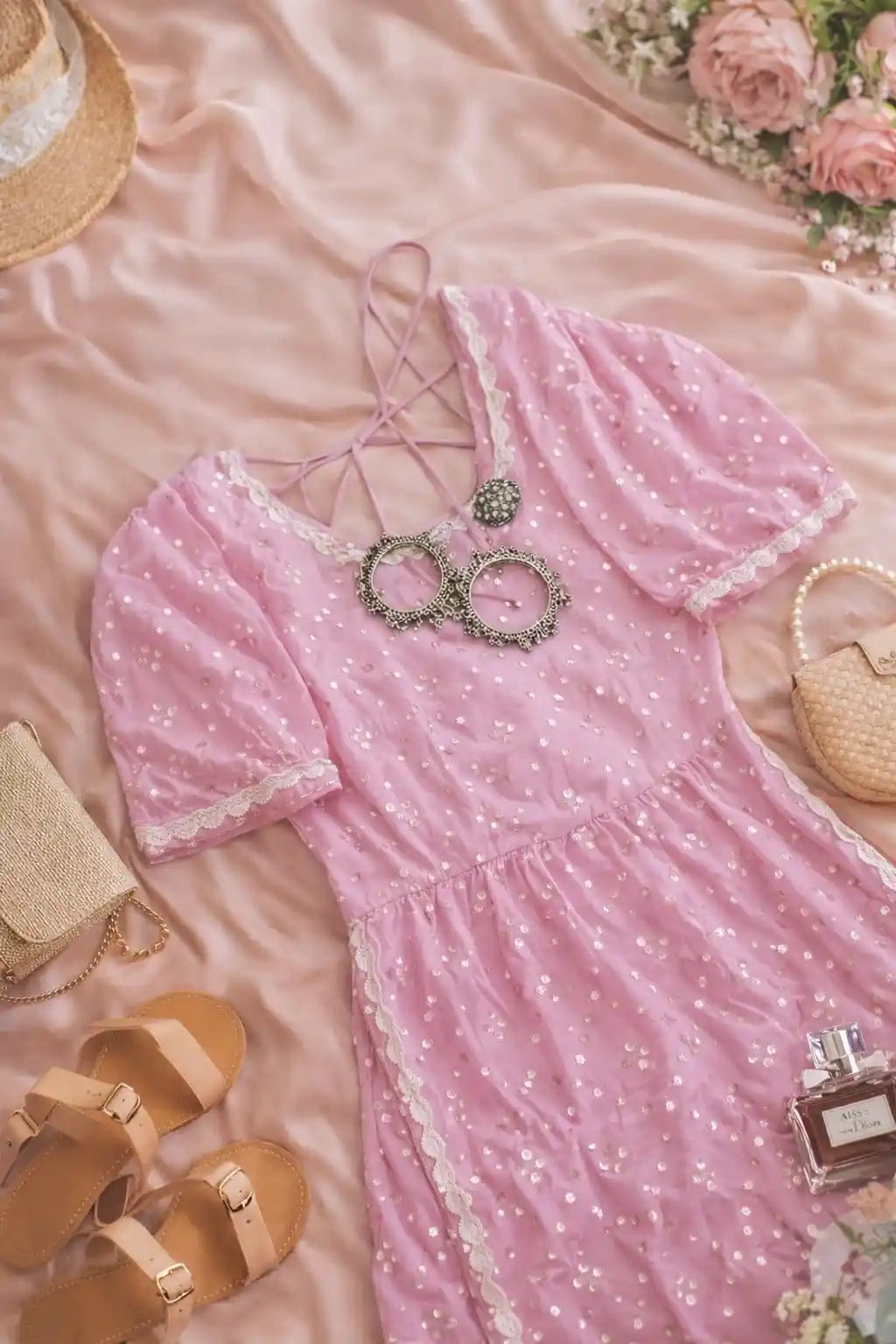 Gulnaz Pink Embroidered Short Kurta