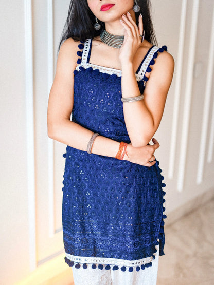Daisy Blue Sequence Gulnaz Short Kurta