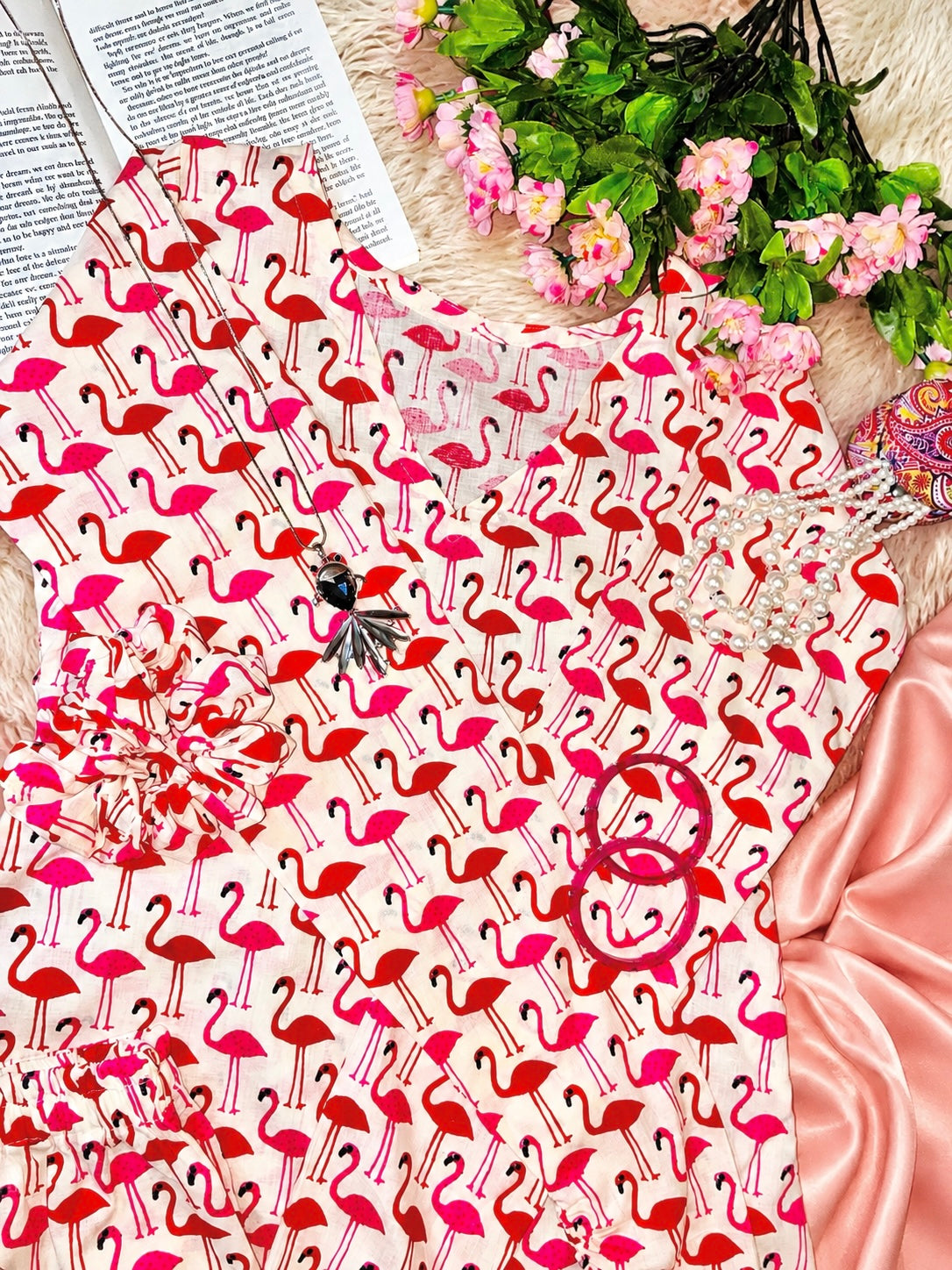 Meher Boho Flamingo Print Ethnic Set