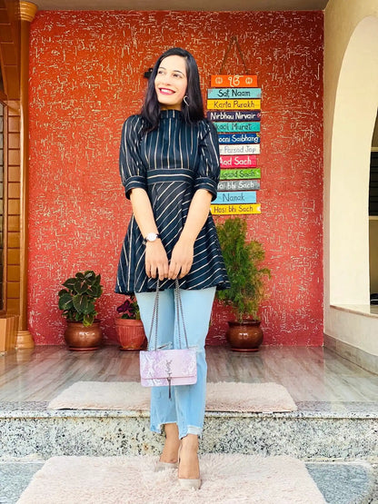 Smoky Black Gulnaz Peplum Top