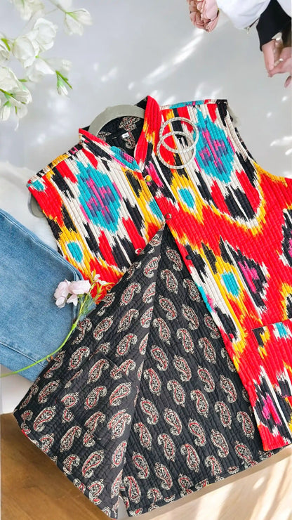Red Ikkat Jaipuri Jacket