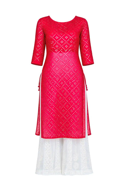 Rose Maroon Embroidered Gulnaz Kurta