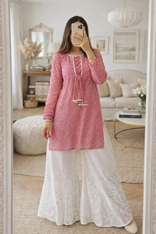 Peach Dori Mirror Gulnaz Kurta