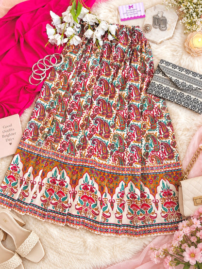 Rustic Jaipuri Printed Flared Twirl Skirt