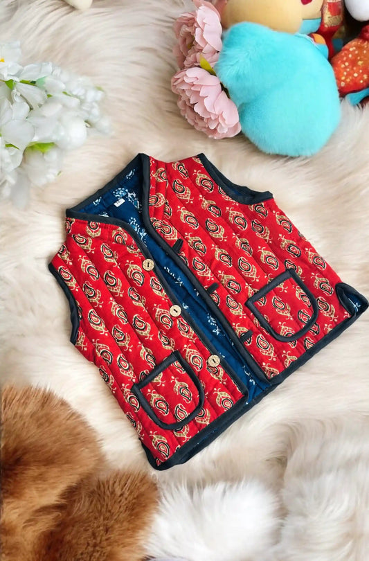 Maroon Block Kids Reversible Jacket - Passion for Fashion by Shivani