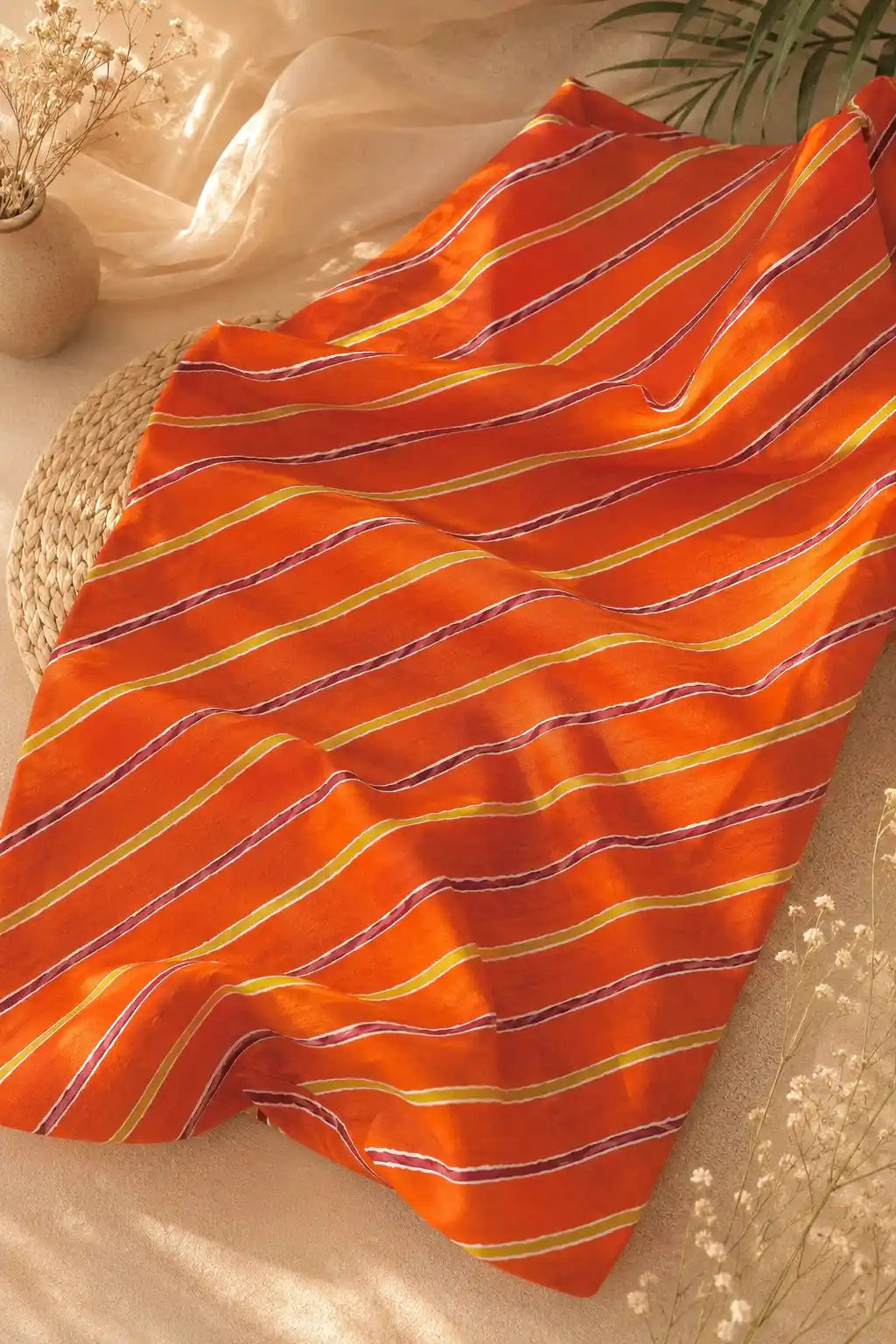 Sunset Stripe Printed Cotton Fabric Cut