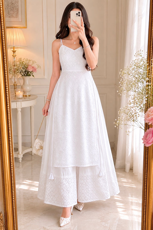 Gulnaz White Hand Embellished Kurta