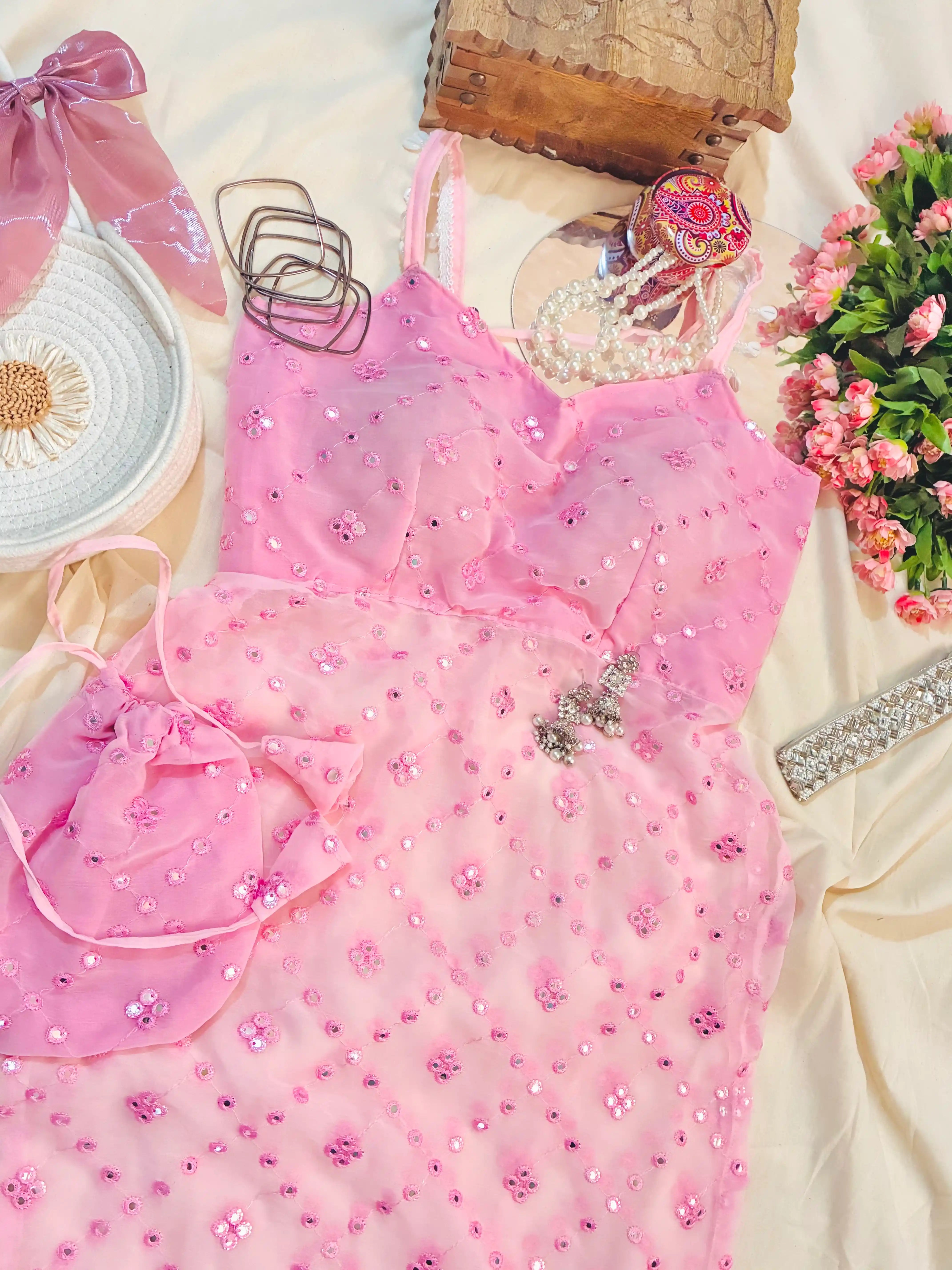 Blush Pink Gulnaz Embroidered Kurta
