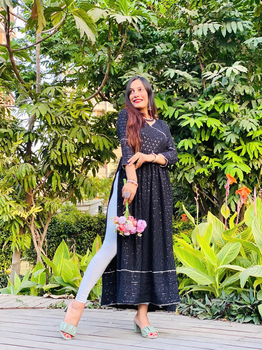 Inky Black Slit Gulnaz Kurta