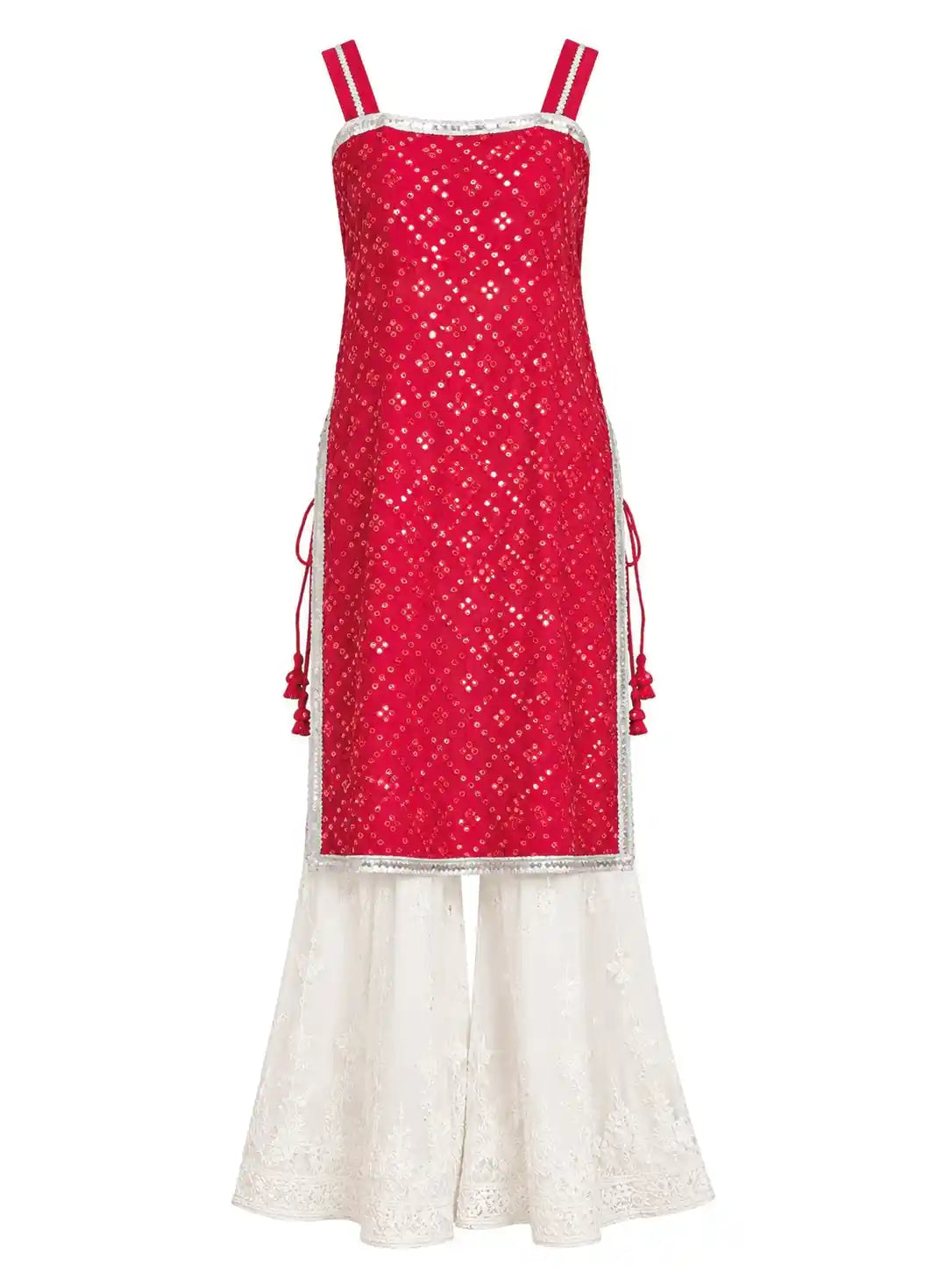 Fenil’s Scarlet Maroon Mirror Gulnaz Kurta