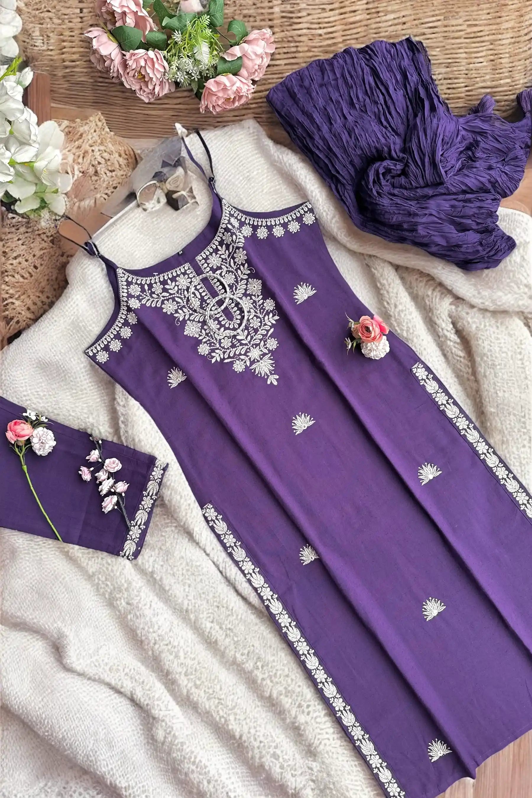 Purple Bliss Embroidered Meher Suit