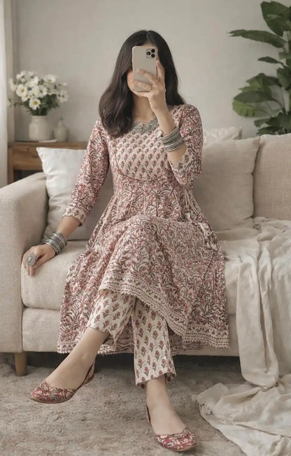 Jaipuri Meher Anarkali Suit Set