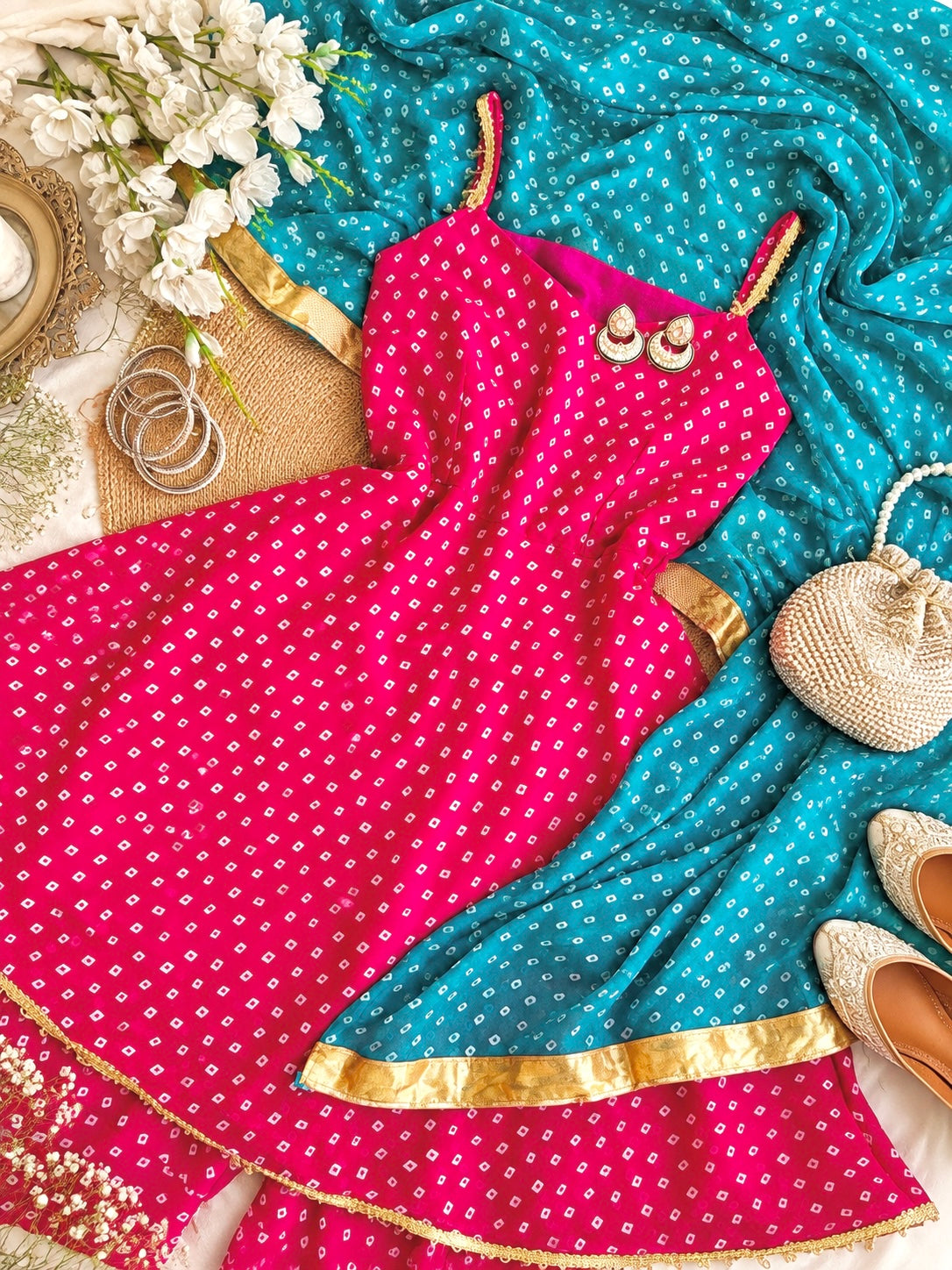 Pink Bandhej Gulnaz Meher Suit