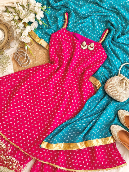 Pink Bandhej Gulnaz Meher Suit