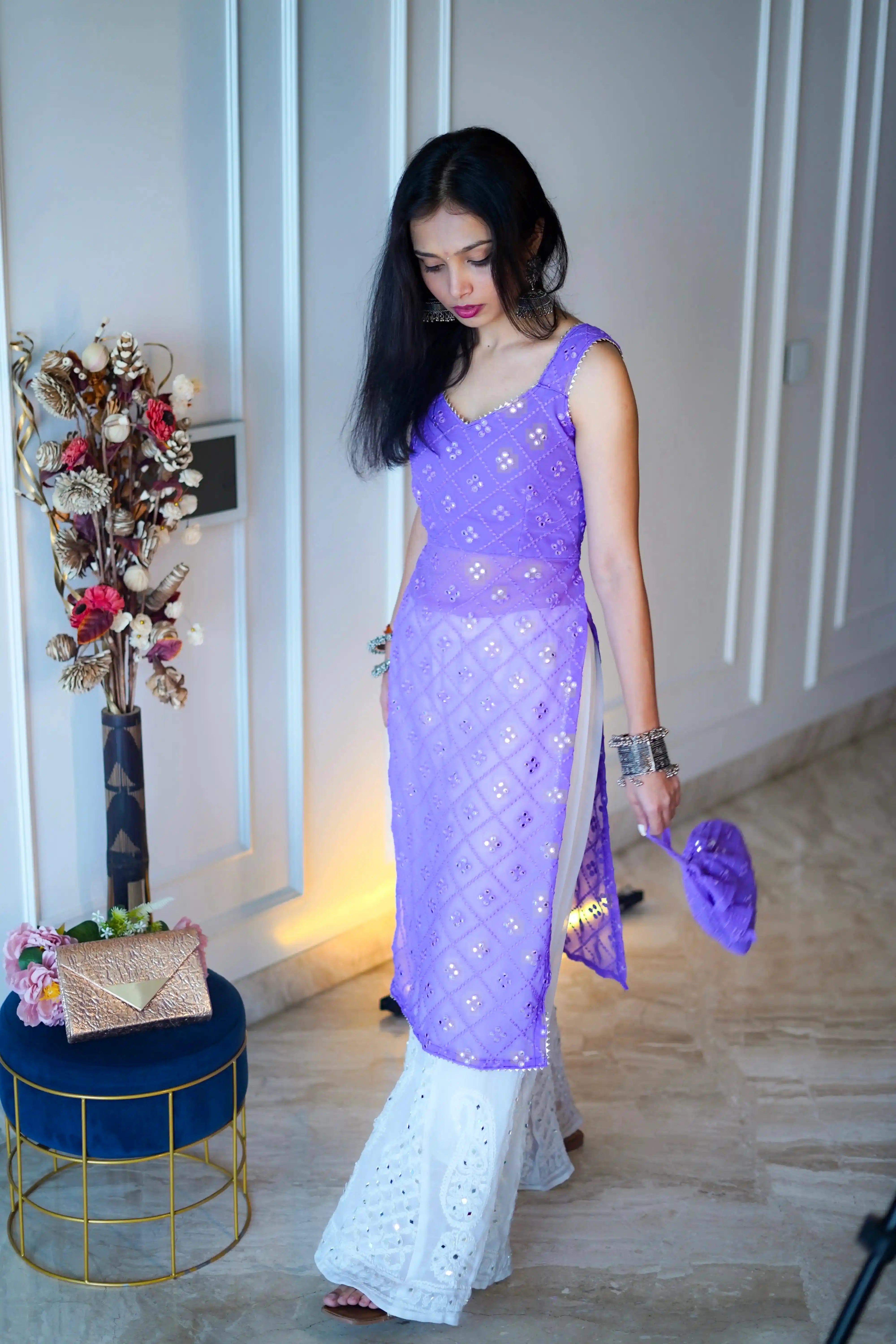 Riddhi’s Lush Lilac Mirror Gulnaz Kurta