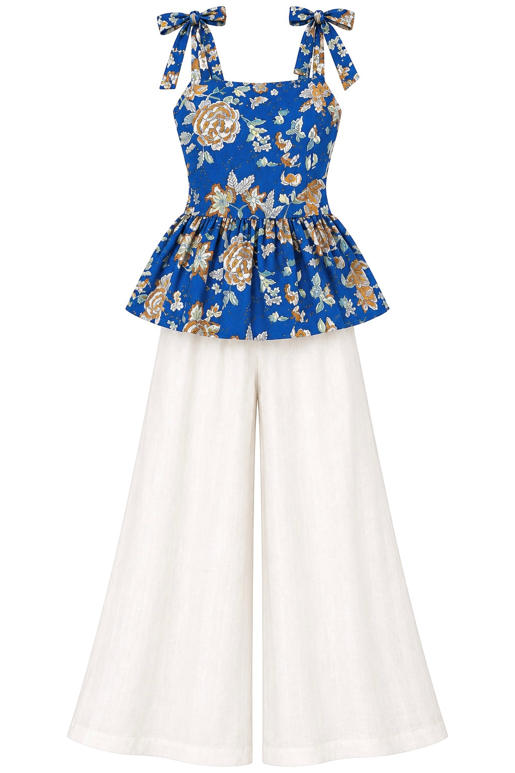 Blue Ajrakh Jaipuri Peplum Tie Top