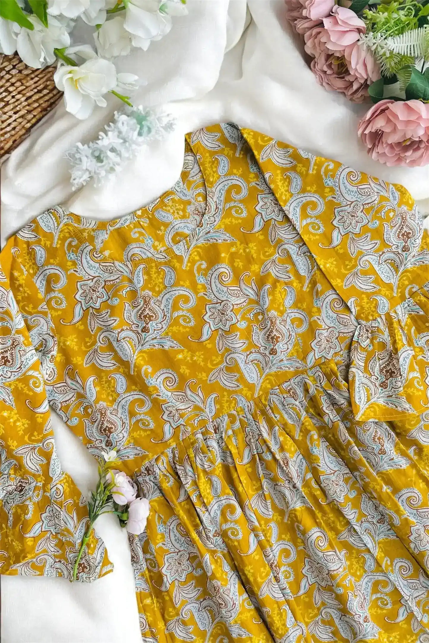 Mustard Kalamkari Jaipuri Short Top