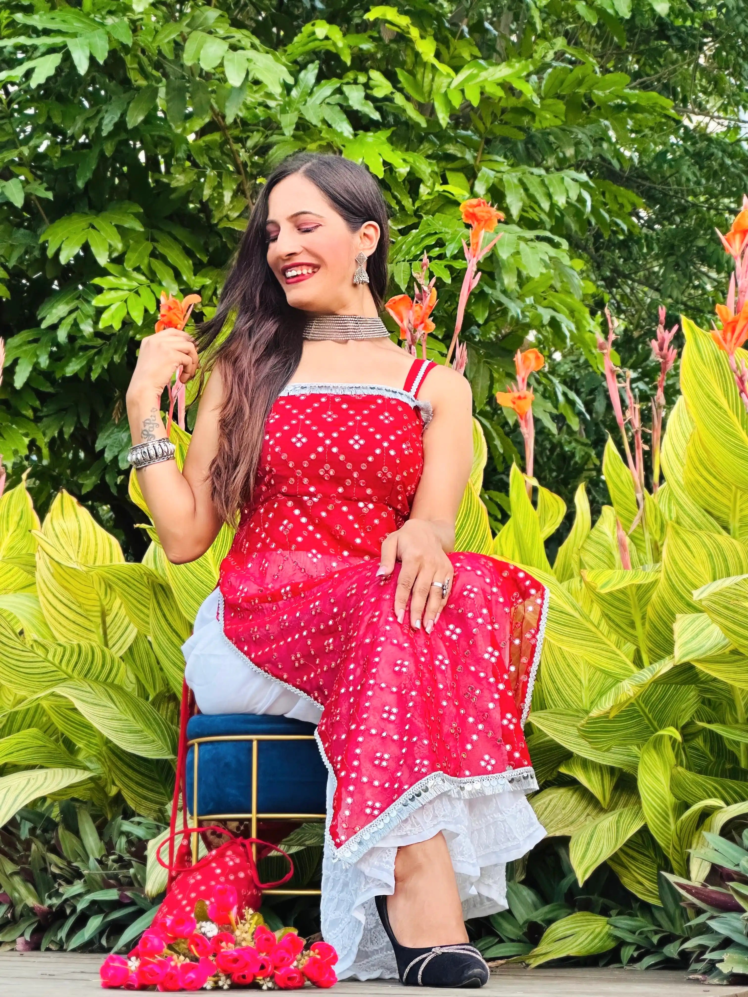 Designer Maroon Embellished Gulnaz Kurta