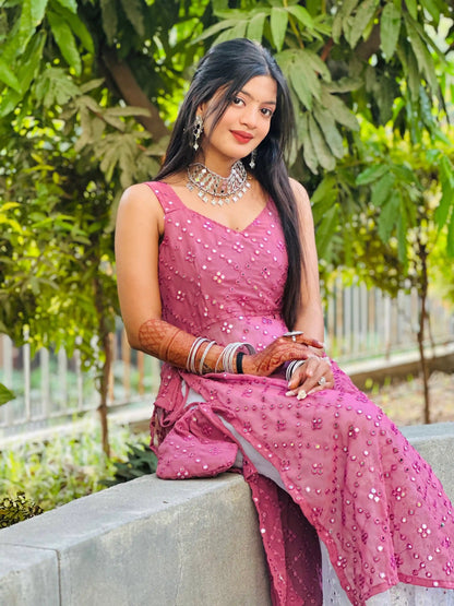 Twilight Peach Mirror Gulnaz Kurta