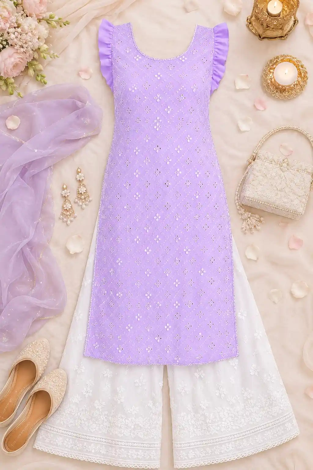 Surabhi's Lilac Gulnaz Frill Kurta