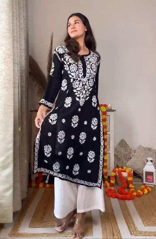 Swati’s Black Gulzar Chikan Kurta