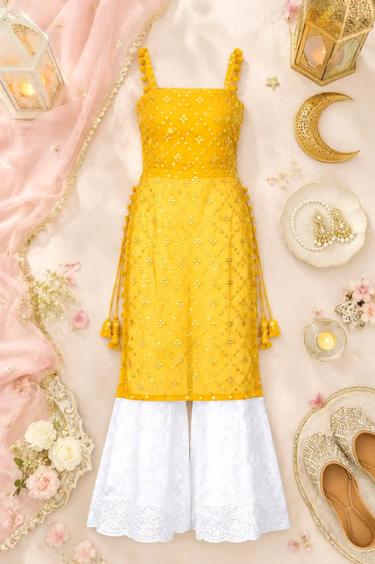 Shimmer Yellow Embroidered Gulnaz Kurta