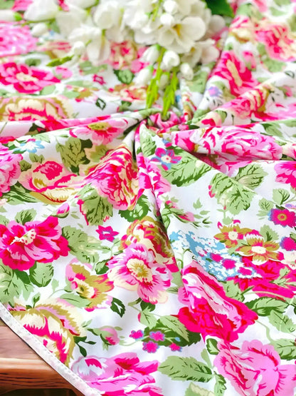 Daisy Pink Floral All Season Long Jaipuri Blanket - Passion for Fashion by Shivani