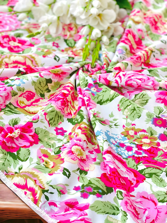 Daisy Pink Floral All Season Long Jaipuri Blanket