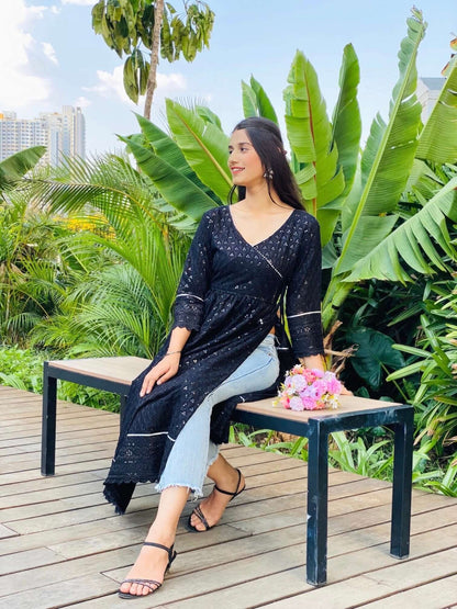 Mahima's Back In Black Gulnaz Slit Kurta