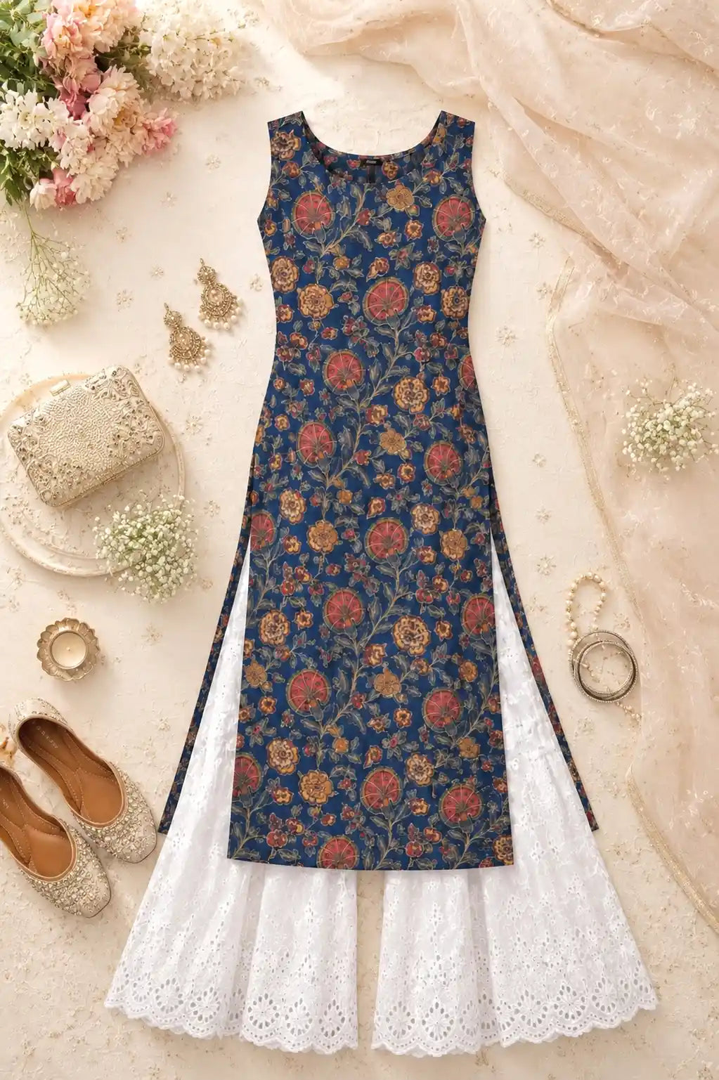 Blue Kalamkari Jaipuri Gulnaz Kurta
