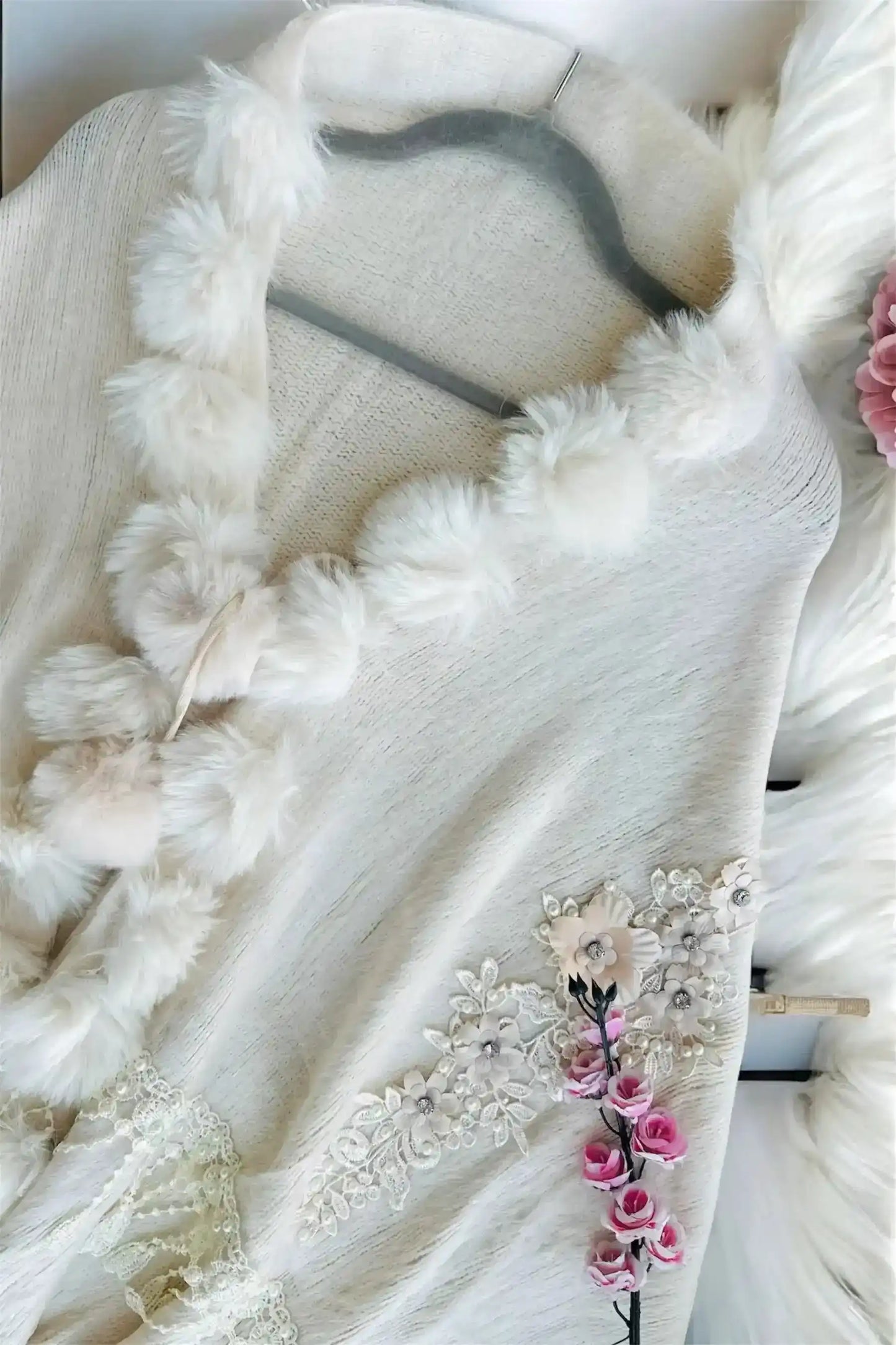Soft Cream Fur Winter Cape