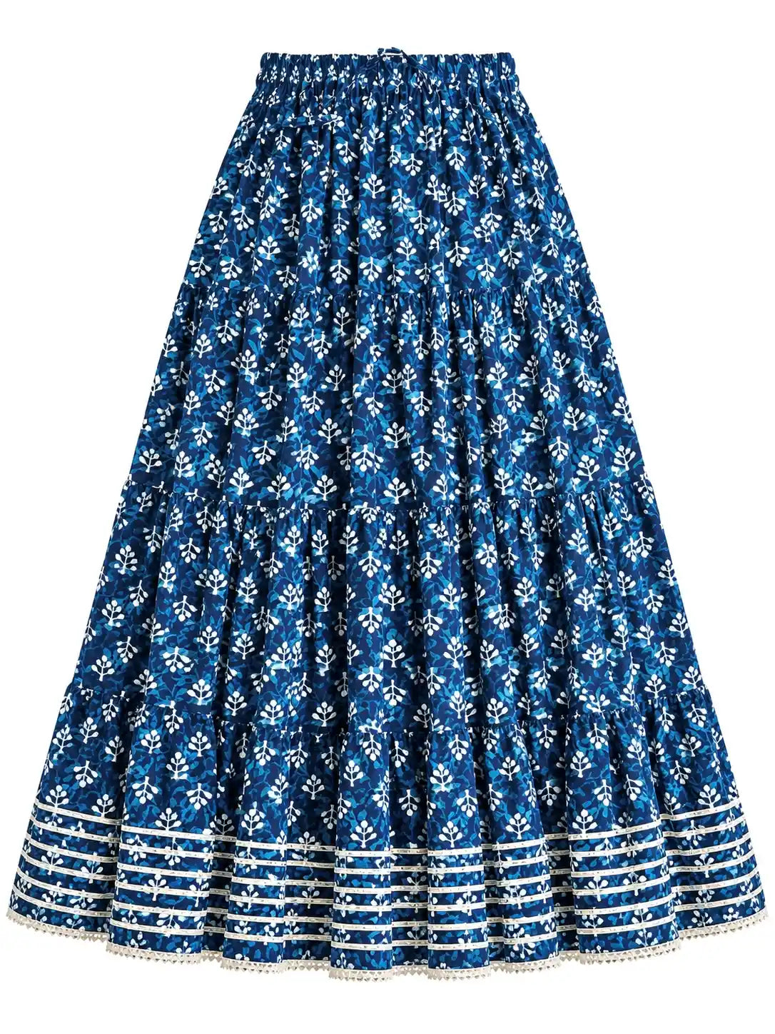 Jaipuri Indigo Block Flared Twirl Skirt