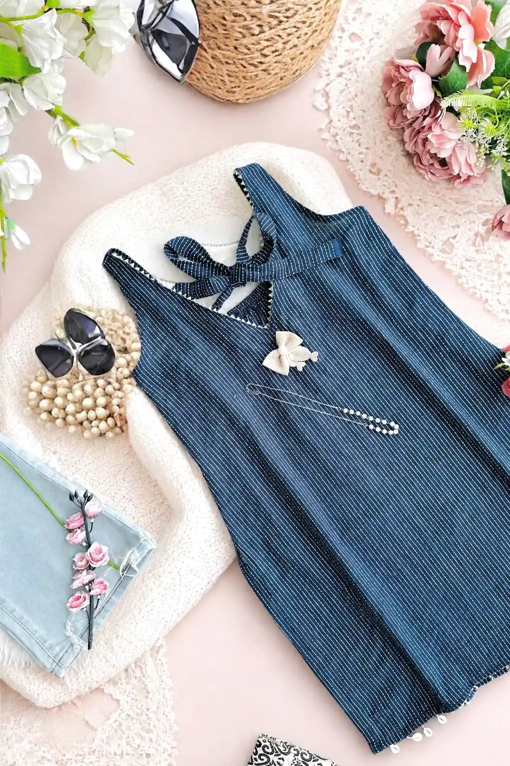 Midnight Stripes Short Kurta