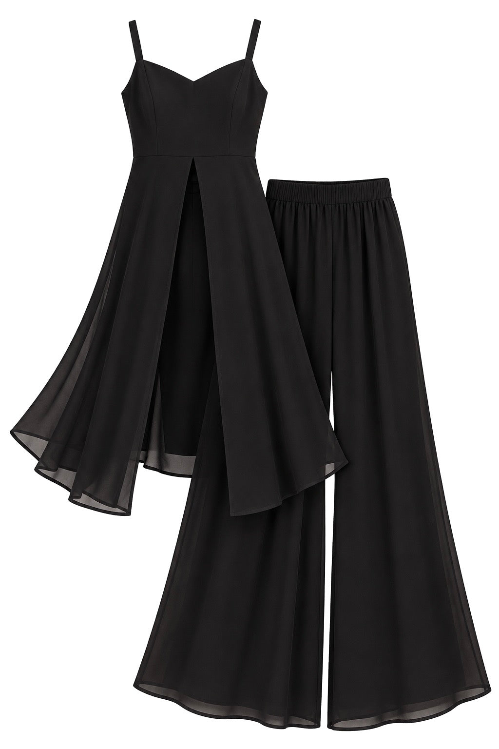 Noir Georgette Gulnaz Cord Set