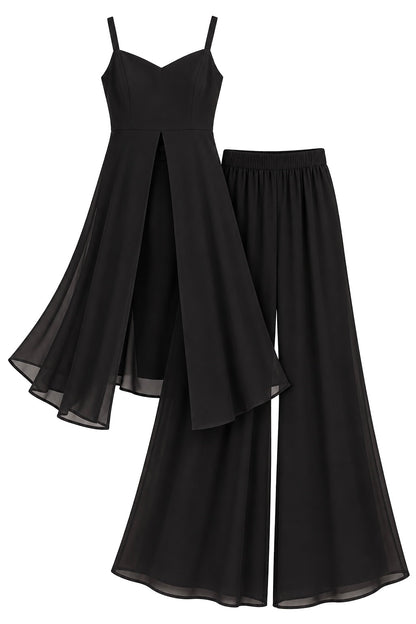 Noir Georgette Gulnaz Cord Set