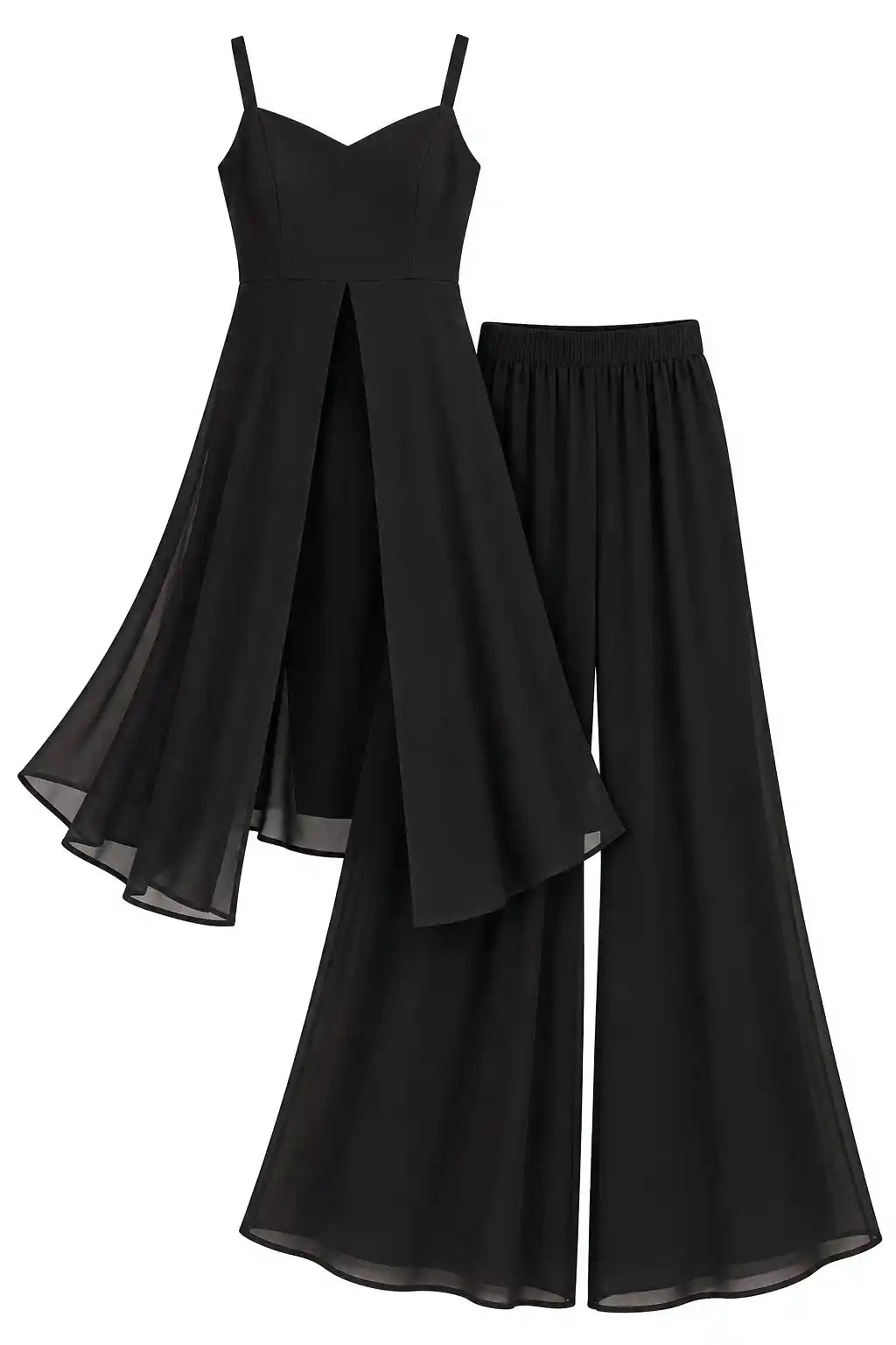 Noir Georgette Gulnaz Cord Set