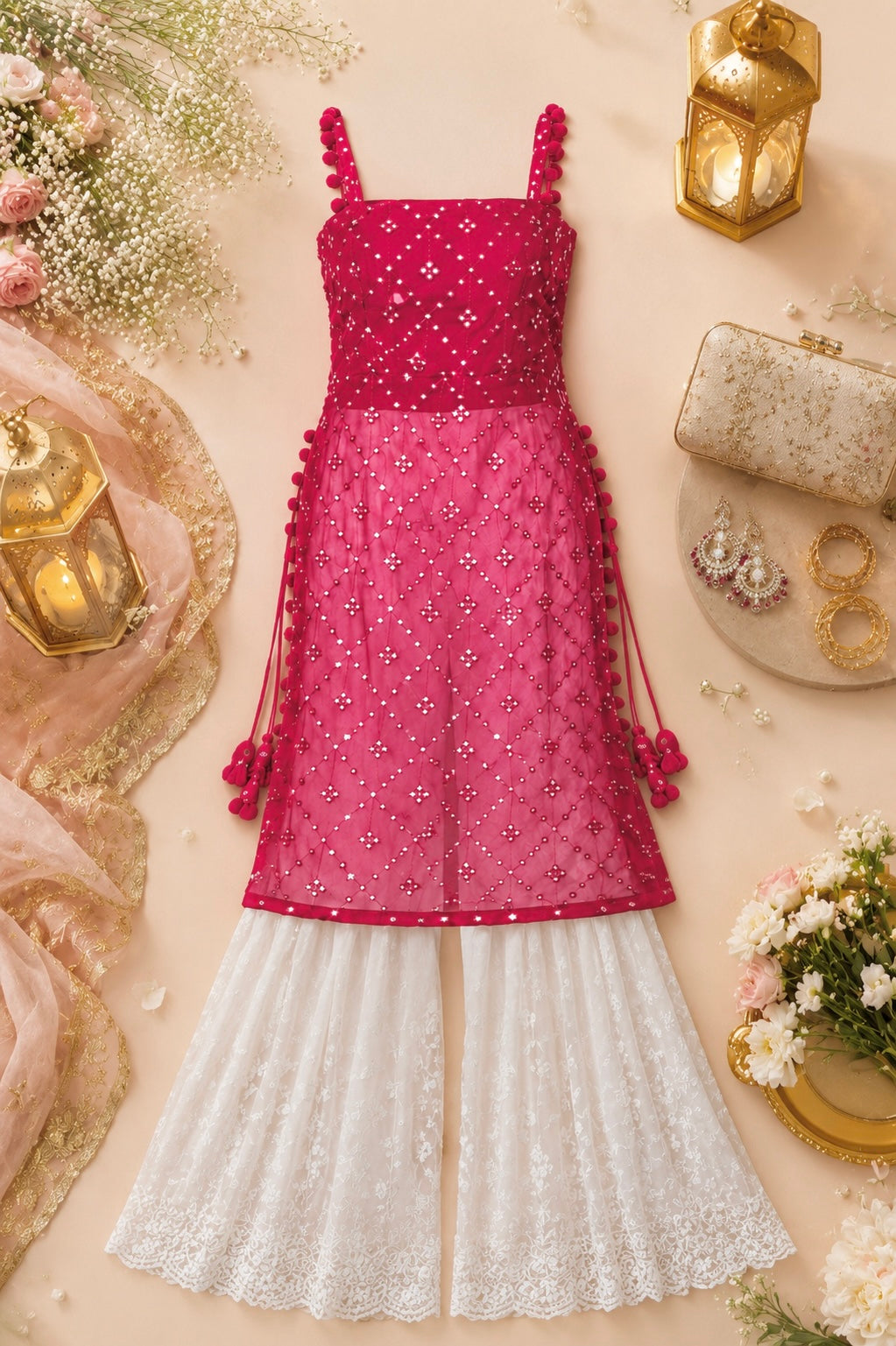 Glimmer Maroon Embroidered Gulnaz Kurta