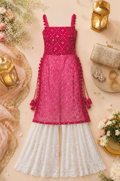 Glimmer Maroon Embroidered Gulnaz Kurta