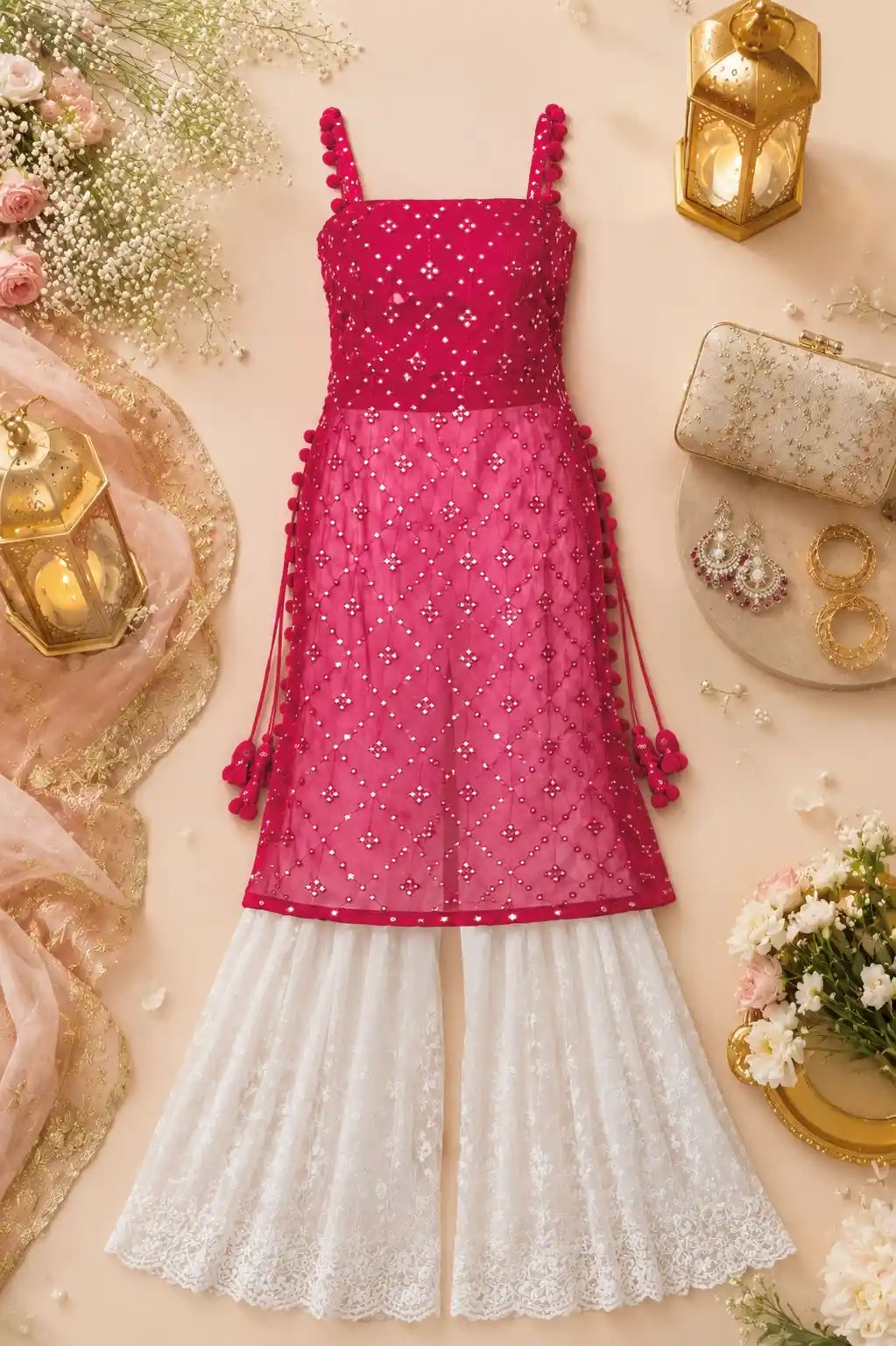 Glimmer Maroon Embroidered Gulnaz Kurta