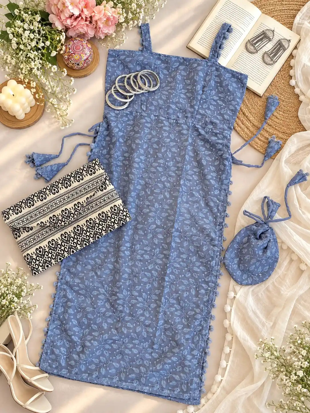 Embroidered Blush Grey Gulnaz Kurta