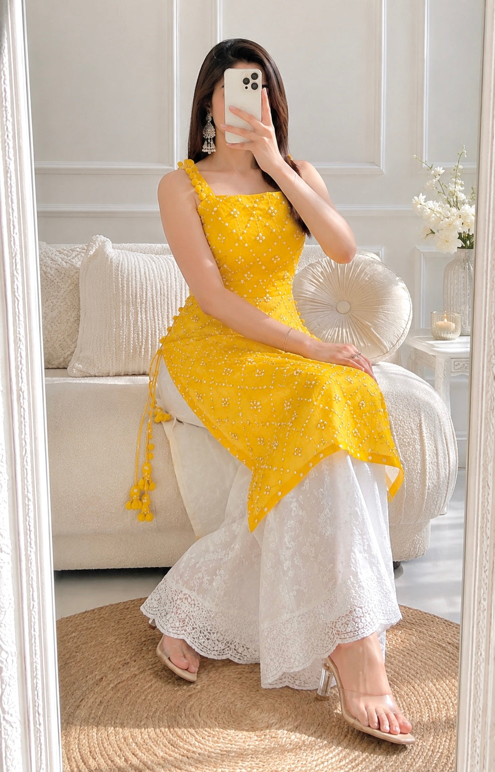 Shimmer Yellow Embroidered Gulnaz Kurta