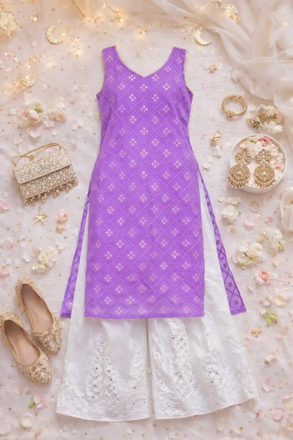 Riddhi’s Lush Lilac Mirror Gulnaz Kurta