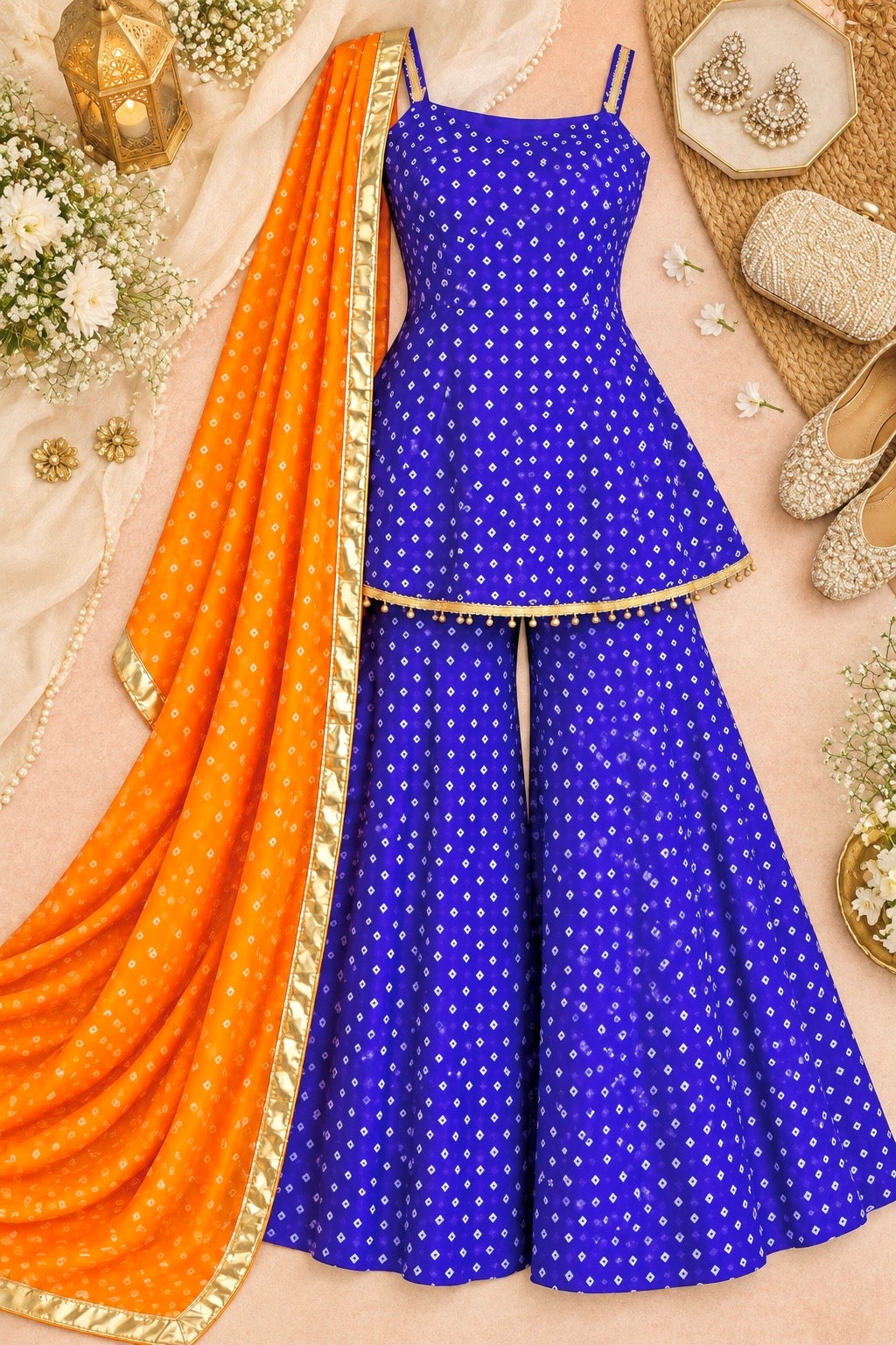 Purple Bandhej Gulnaz Meher Suit