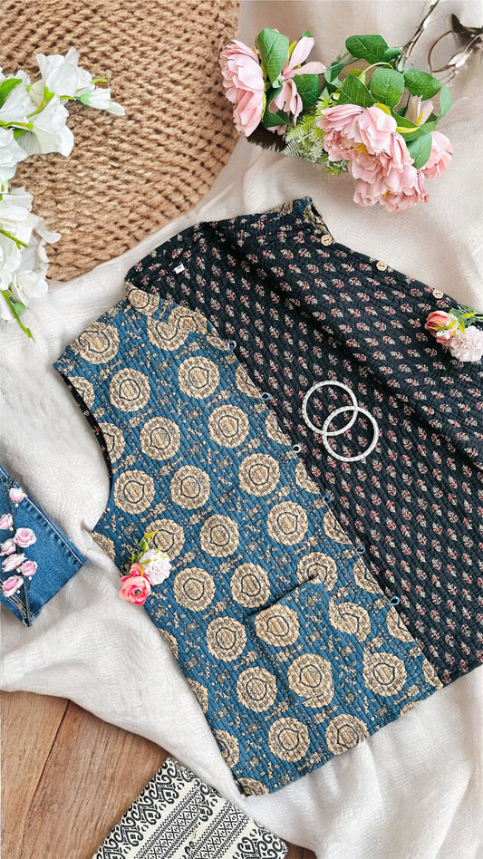 Kalamkari Blue Jaipuri Jacket