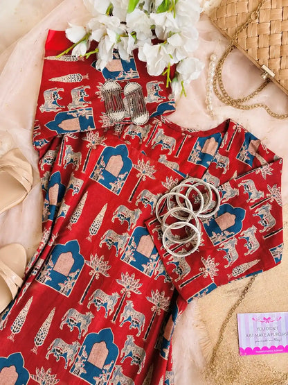 Maroon Worli Rangriti Budget Kurta
