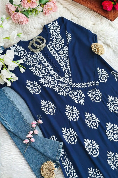 Shimmer Blue Gulzar Chikan Kurta