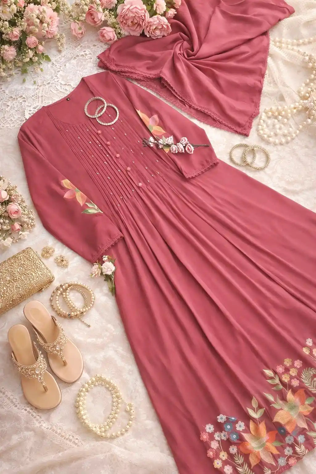 Rose Embroidered Meher Suit Set